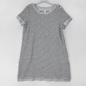 Chico's Black and White Striped Short Sleeve Shift Dress